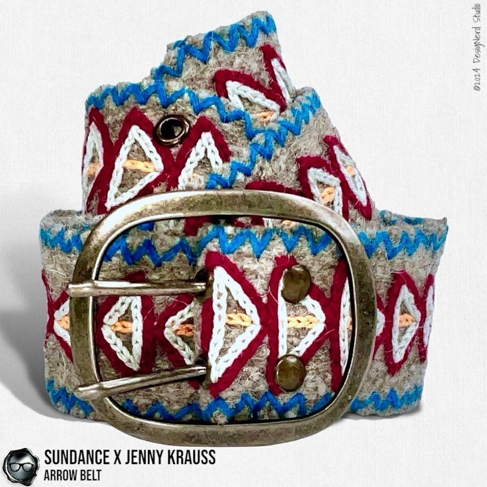 SUNDANCE X JENNY KRAUSS EMBROIDERED WOOL ARROW BELT VINTAGE 2015 HANDMADE M/L